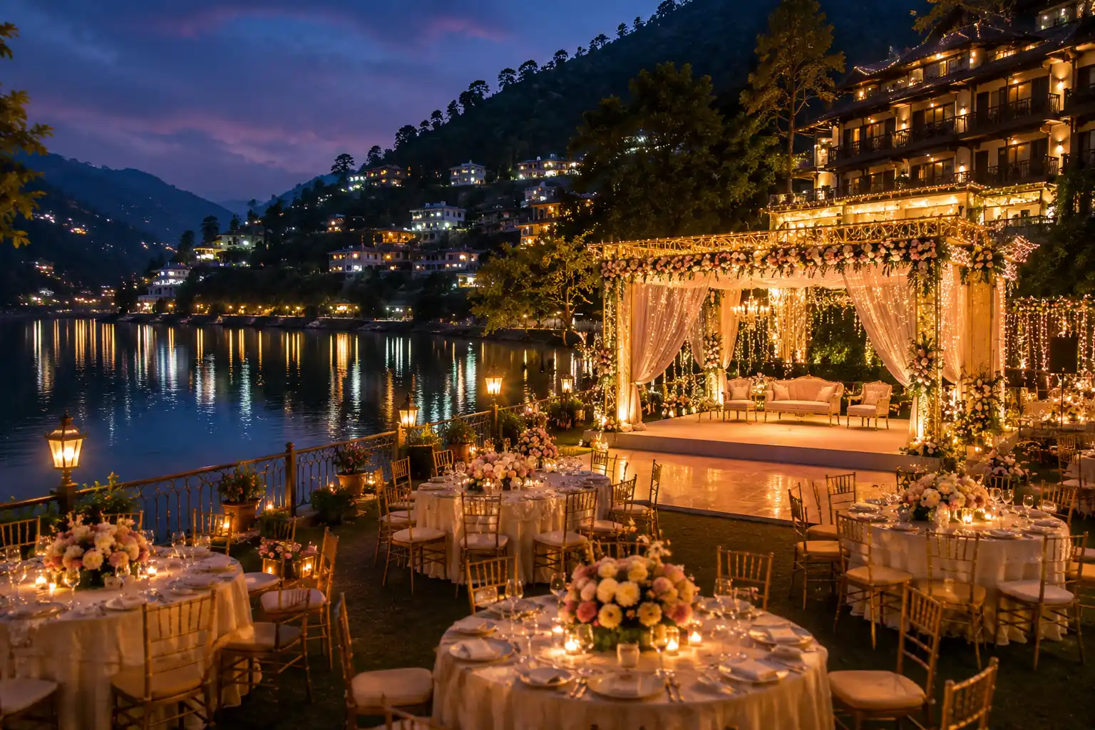 bhimtal-lake-view-resort-evening-wedding