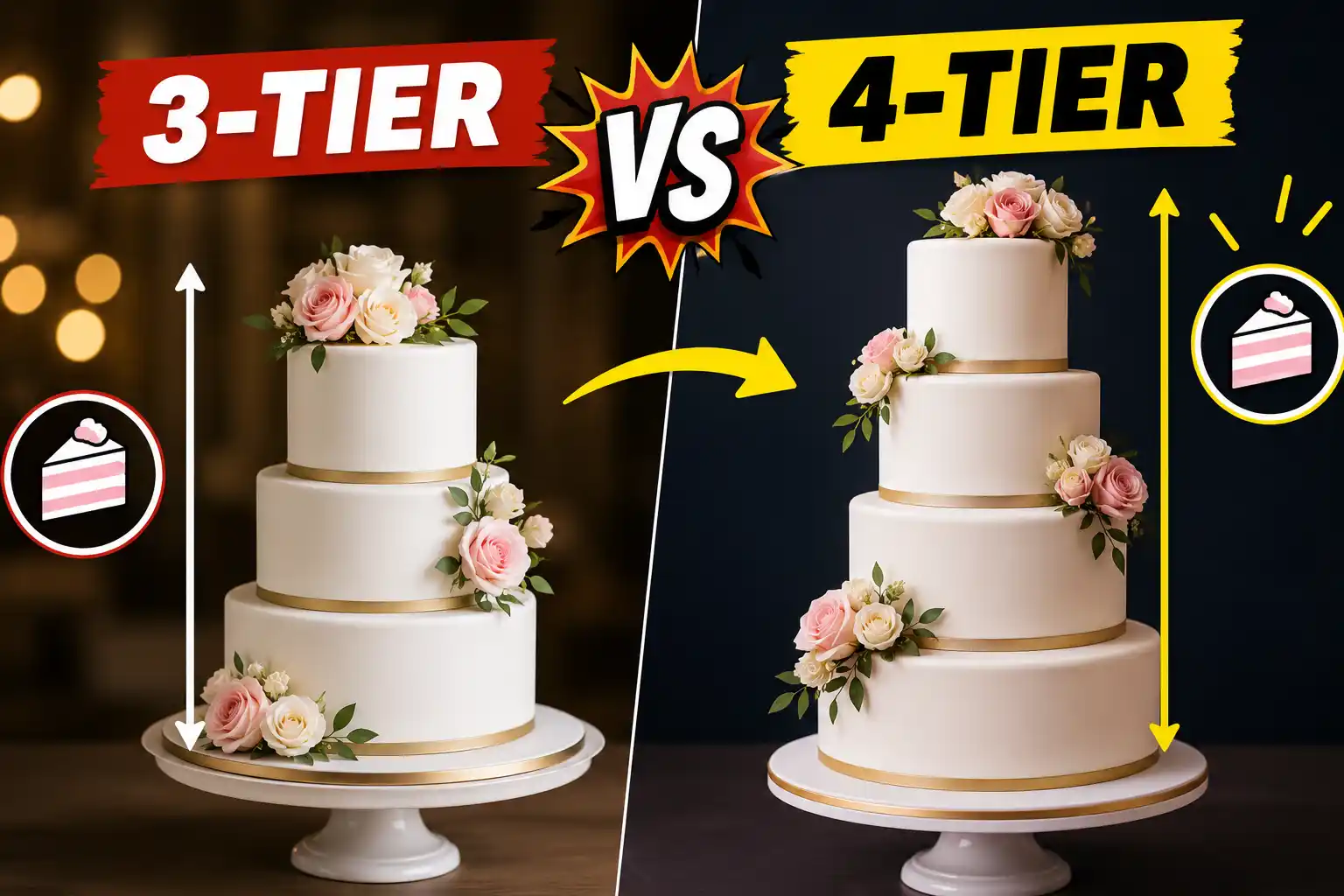 Side-by-side comparison of a 3-tier and 4-tier