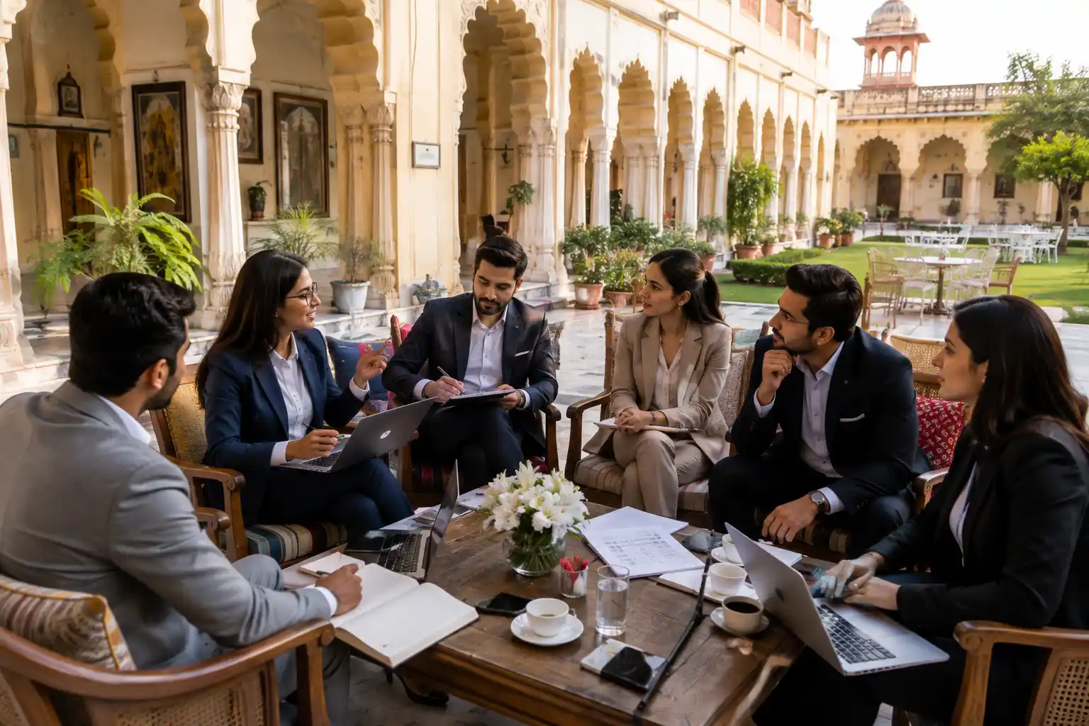 corporate-bleisure-rajasthan-courtyard-meeting