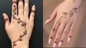 close-up of finger-tip only mehndi: dots, thin vines, minimal coverage