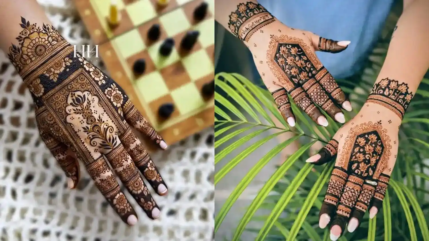 back hand Arabic design with a wrist-to-finger floral vine, shot from above so the full trail is visible